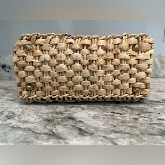 Vintage Borelli Straw and Leather Purse - Picture 5 of 11